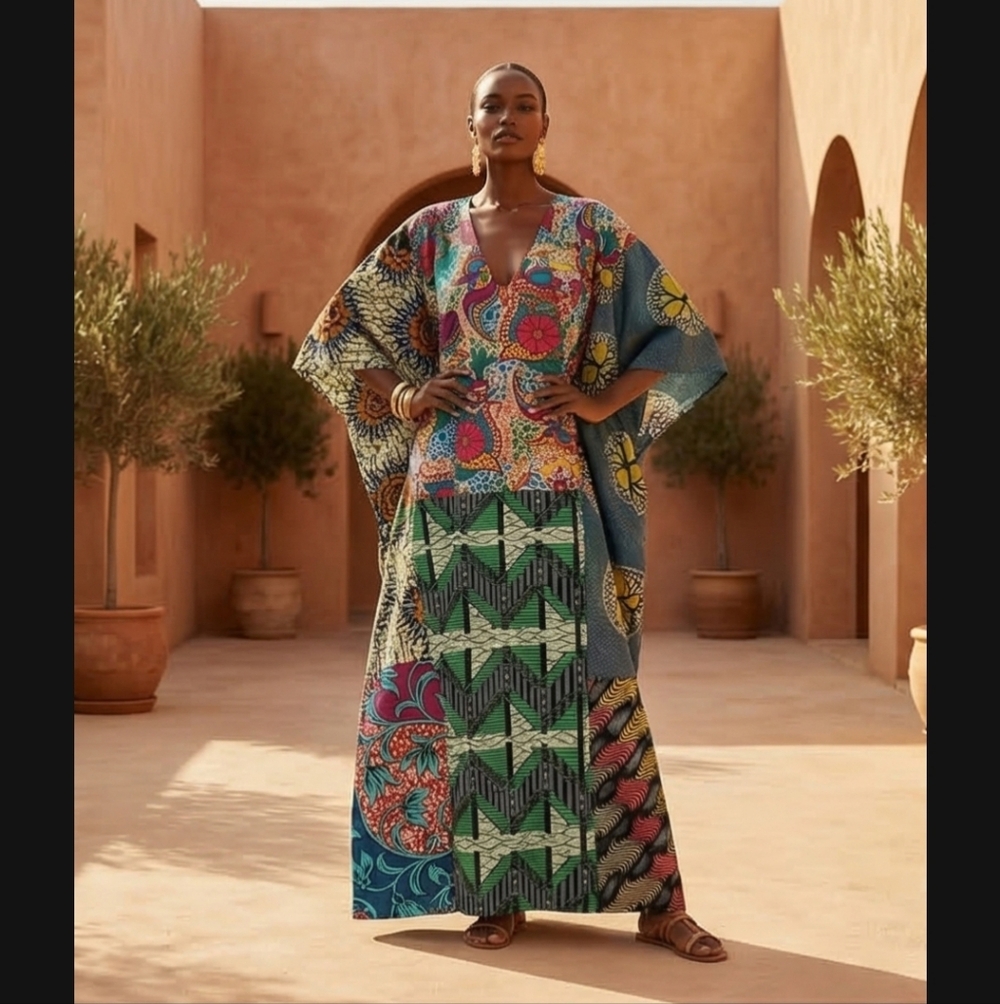 Bohemian Multicolor Patchwork Maxi Dress